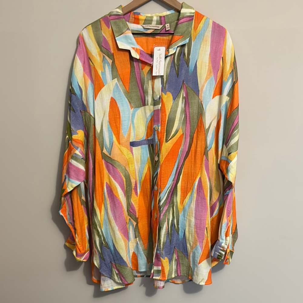 Soft Surroundings Multicolor Button Down Shirt 3X NWT